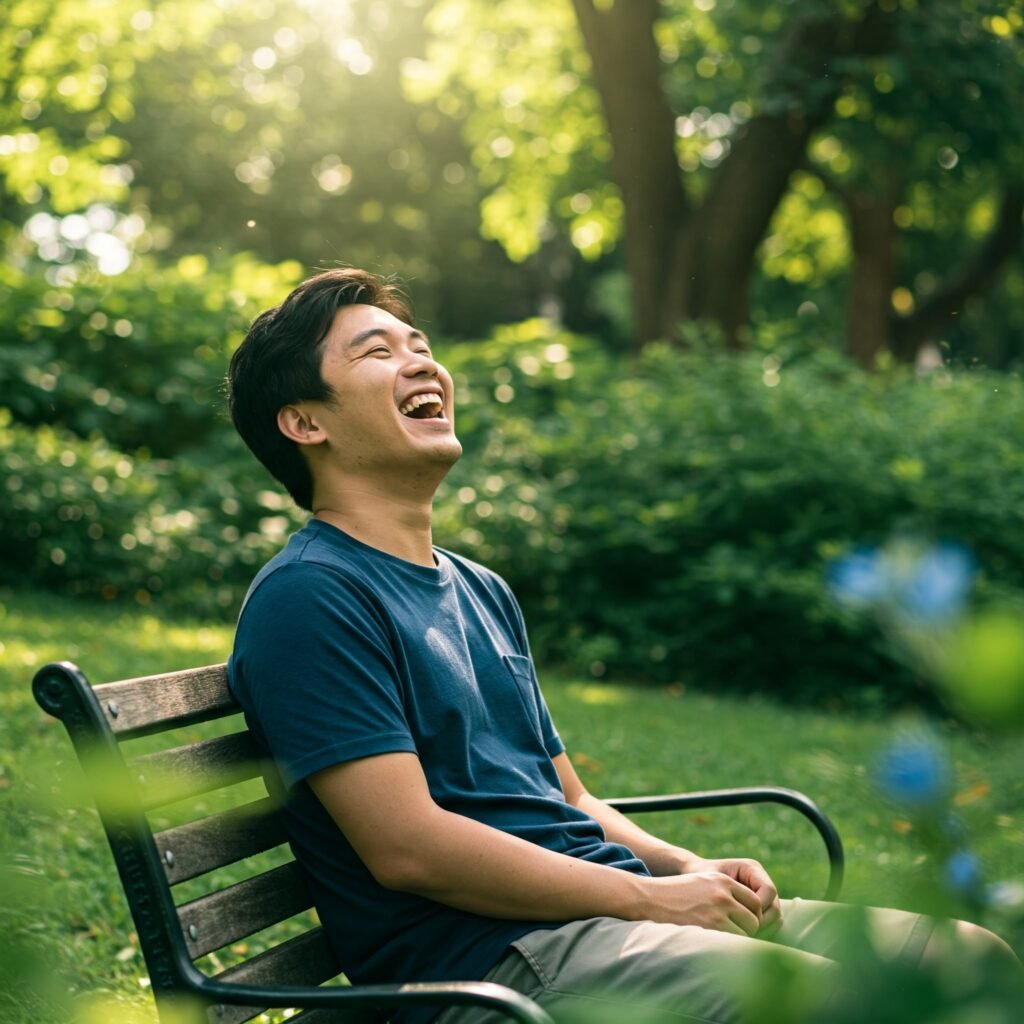 Joyful laughter in nature