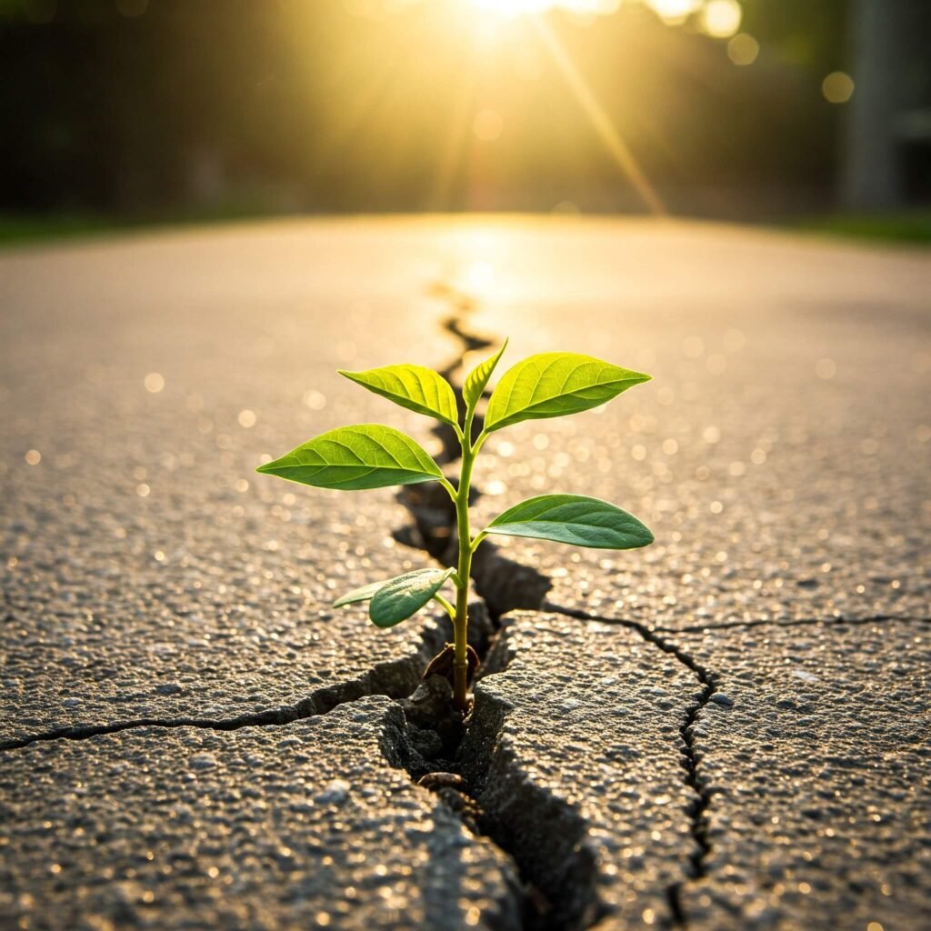 Seedling Cracked Concrete