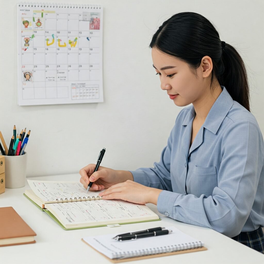 Organized exam prep calendar